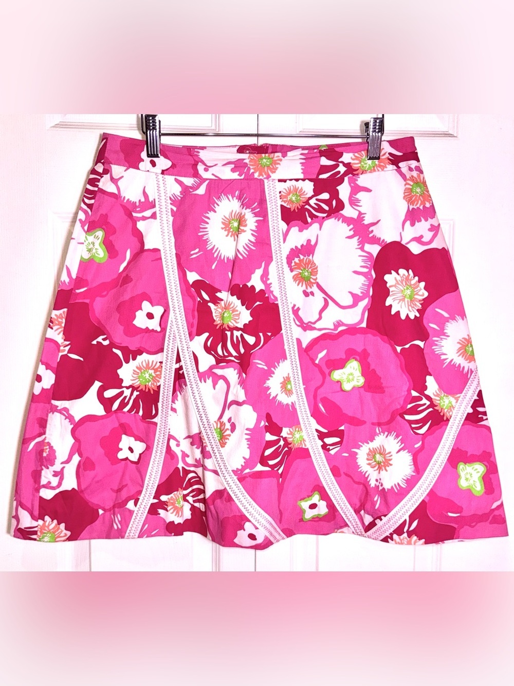 Lilly Pulitzer Sonia Skirt Cherry Begonias Hotty Pink Floral Size 8